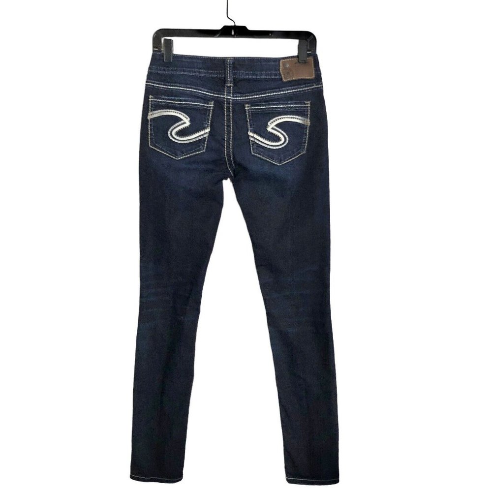 Silver Jeans Dark Indigo Skinny Stretch Denim with Contrast Stitching